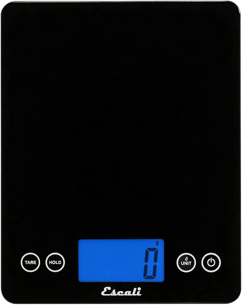 Escali 2210IB ArtiXL Extra-Large Glass Digital LCD Display Kitchen Scale, Measures Liquid and Dry Ingredients, Tare Function, 22lb Capacity, Black
