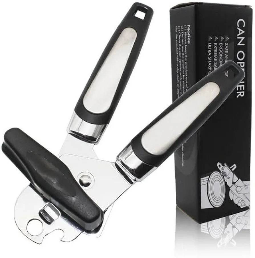 Smooth Edge Can Opener - Heavy Duty, Swing-Away, Large for Seniors, Left/Right-Handed, Arthritis-Friendly, Handheld, Stainless Steel, Under-Cabinet, Camping - Sharp, Rust-Free, Dust Cover