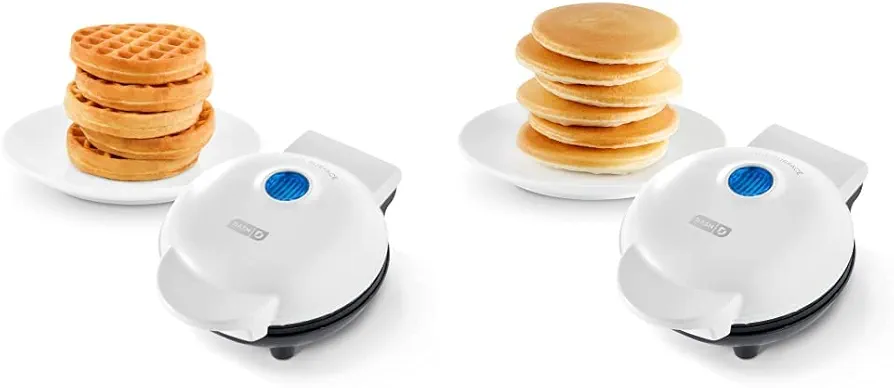 DASH Mini Maker for Waffles and Griddle for Pancakes (White)