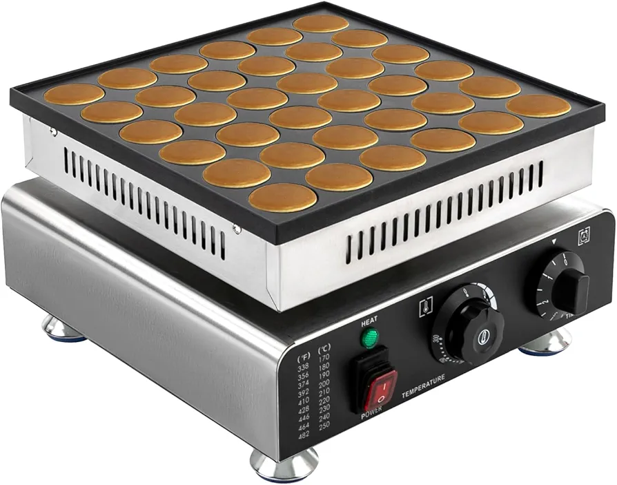 36 Holes Electric Pancake Maker, Mini Waffle Maker Machine 900W 122-572℉ Electric Non Stick Muffin Machine, Commercial Waffle Maker for Bakery Home and Kitchen Restaurant