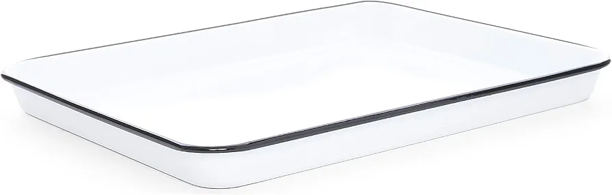 Enamelware Jelly Roll Pan, 16.25 x 12.25 inches, Vintage White/Black