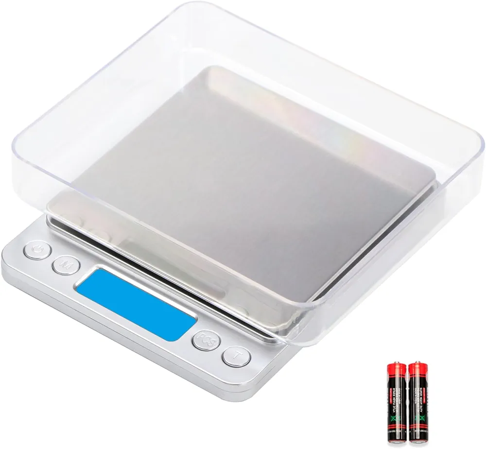 Digital Kitchen Scale,3kg/0.1g Pocket Food Scale Measure in Grams and oz for Loss Weight,Cooking Baking,Jewelry,High Precision Gram Scale with 6 Units,Small Coffee Scale with 2 Trays,LCD,Tare