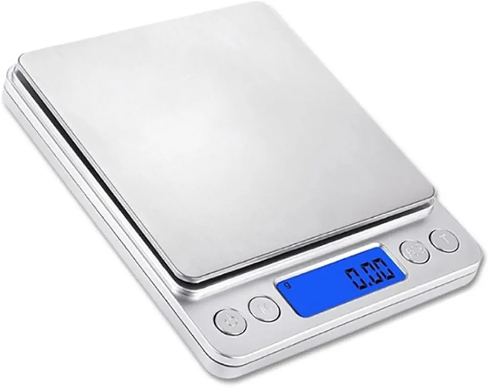 Digital Food Scales for Kitchen, Stainless Steel Panel Baking Scale Digital 3kg 0.1 Gram Accuracy with LCD Display,Handmade, Liquids, Coffee,Cooking and Dietary Tracking (Silver)