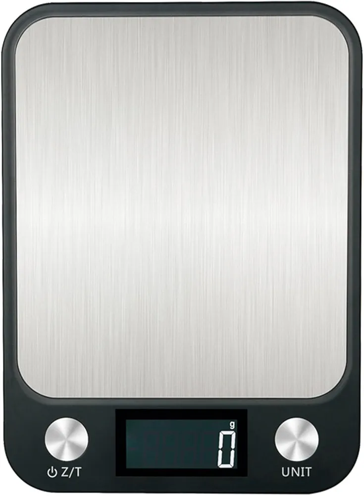 Lancoon Food Measuring Scale with LED Display 7 Weighing Units 22lb Weight Capacity Stainless Steel Top for Meal Prep Cooking Baking Dieting Black