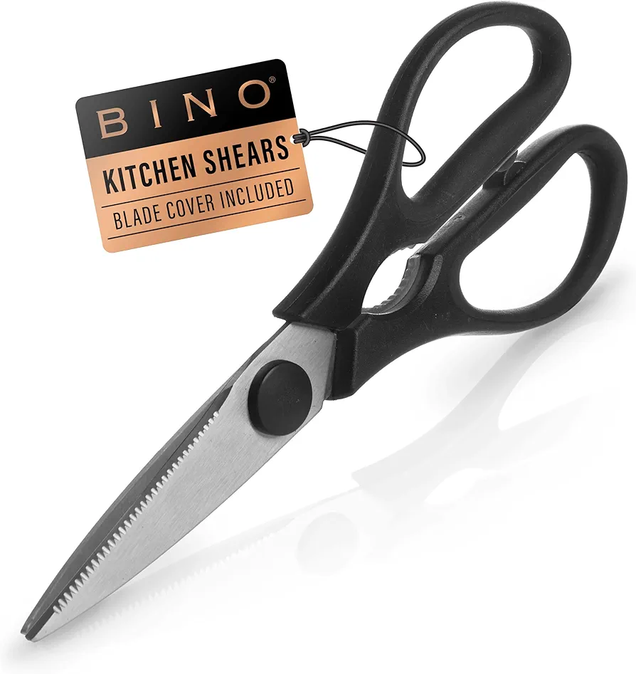 BINO Stainless Steel Blade Kitchen Shears | Strong & Sharp Kitchen Shears | Cooking Scissors | Food Shears | Vegetable Scissors | Poultry Meat & Bone Cutting Scissors | Utility Scissors | Kitchen Tool