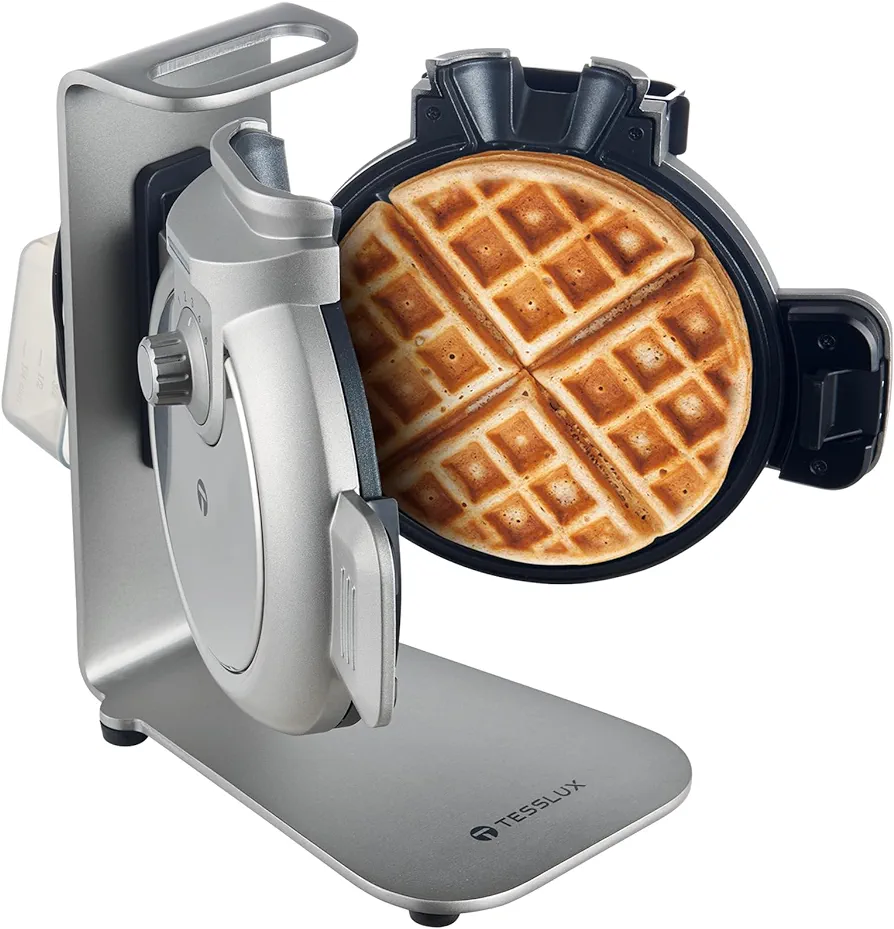 Waffle Maker, Vertical Belgian Waffle Maker with Non-stick Plate, 5 Browning Settings, with Precision-Pour Cup, 800W, Sliver