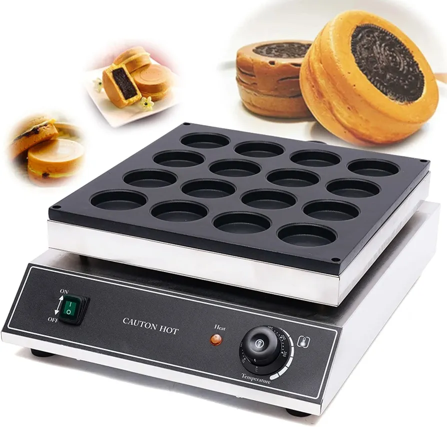 16 Holes Red Bean Cake Maker Waffle Baker Machine Nonstick End Alarm, Kitchen 1700W Commercial Red Bean Mini Waffle Maker Temperature Adjustment Knob 50-300 ℃ For Restaurants, Cafes, Shops