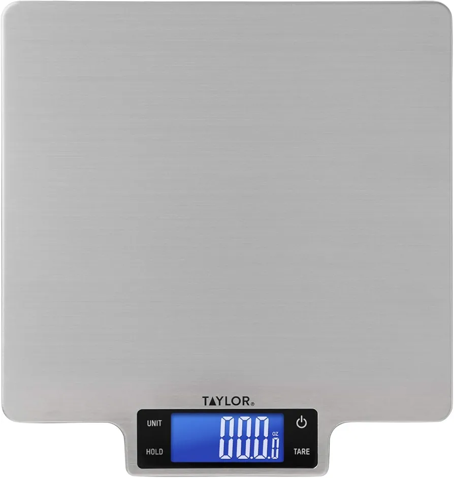 Taylor 22lb Ultra-Precise Digital Stainless Steel Household Kitchen Scale, One, Silver