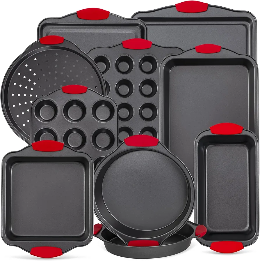 Non-Stick Baking Pan Set - Easy Bakeware for Oven Use - Perfect for Cakes, Muffins, Cookies, Loaves, and Casseroles - Kitchen Cookware Supplies - Durable Pans