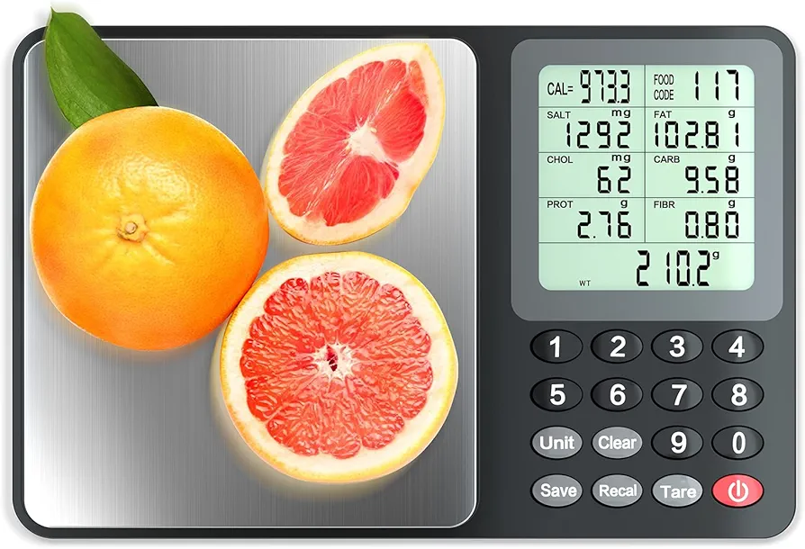 Fuzion Nutrition Food Scale, Digital Food Scale for Weight Loss, Calculating Food Facts, Macro, Calorie, Meal Prep, Portion Control, Stainless Steel