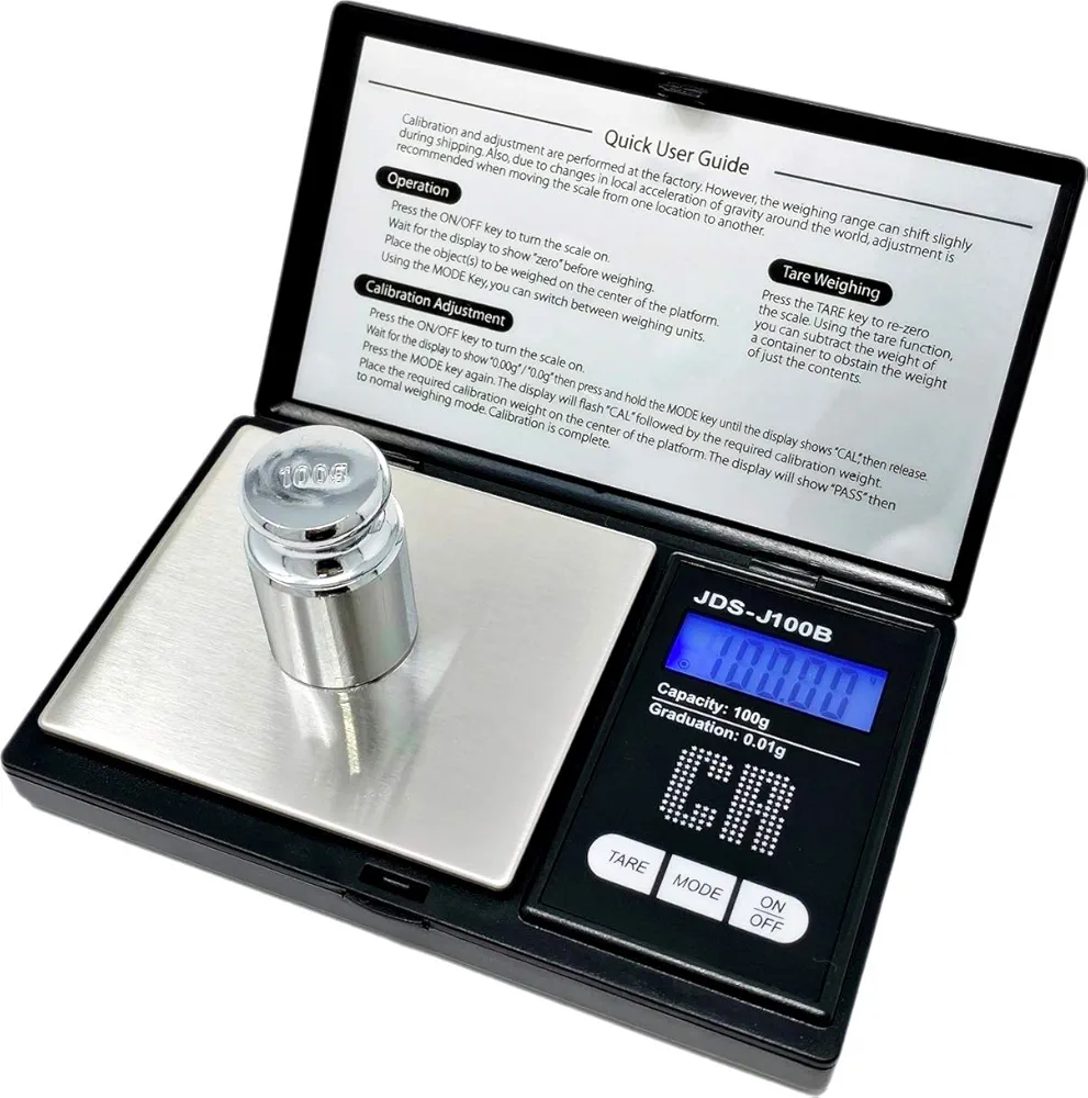 CR Scale Digital Pocket Scale - 1pc Premium Digital Food Scale 100g by 0.01g Digital Grams Scale Weight Scale Kitchen Scale Black Gram Scale with Weight Portable Scale (JDS-J100B) (Battery Included)
