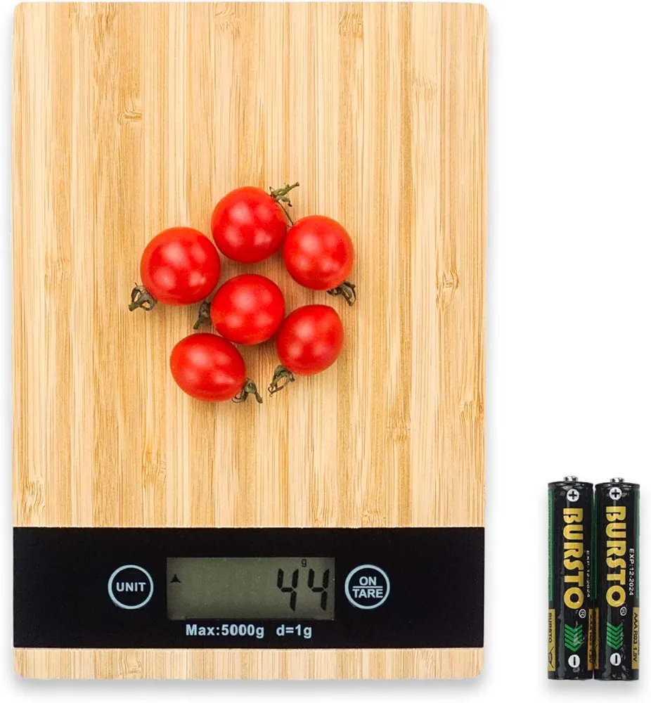 MMCTION Digital Food Kitchen Scale Grams and Ounces for Weight Loss Baking and Cooking for Food Bamboo Weighing 1 Gram oz Precision Electric Kitchen Scale (Bamboo)