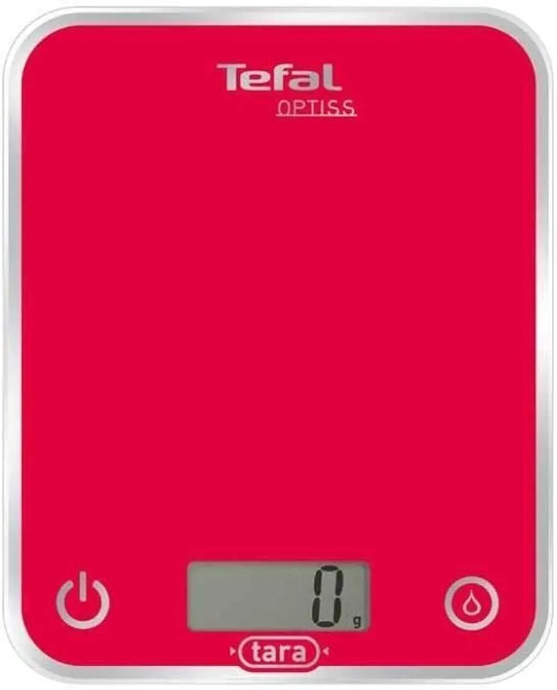 Tefal Optiss BC5121V1 Digital Kitchen Scale, Extra Flat, Tare Function, Tempered Glass and Batteries Included, LCD Display, High Precision, Multifunctional Food Scale