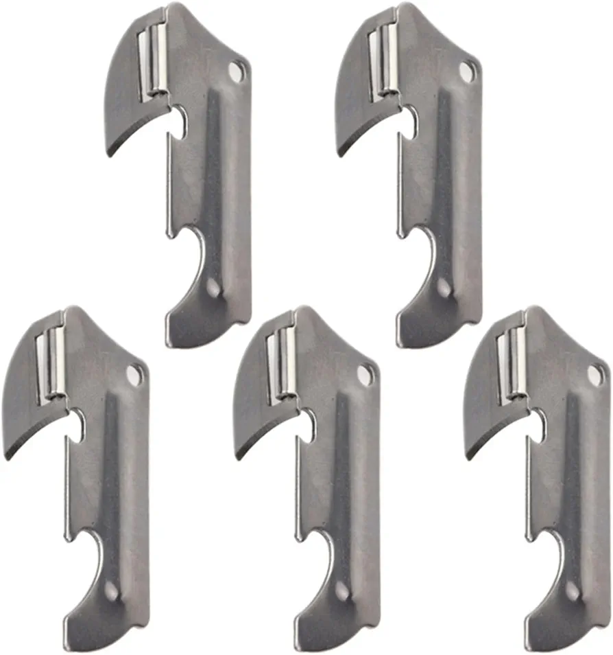 5 Pcs Polished Stainless Steel Can Opener Multi-function Stainless Opener Foldable Anti-Rust Practicality Multi-function Can Opener