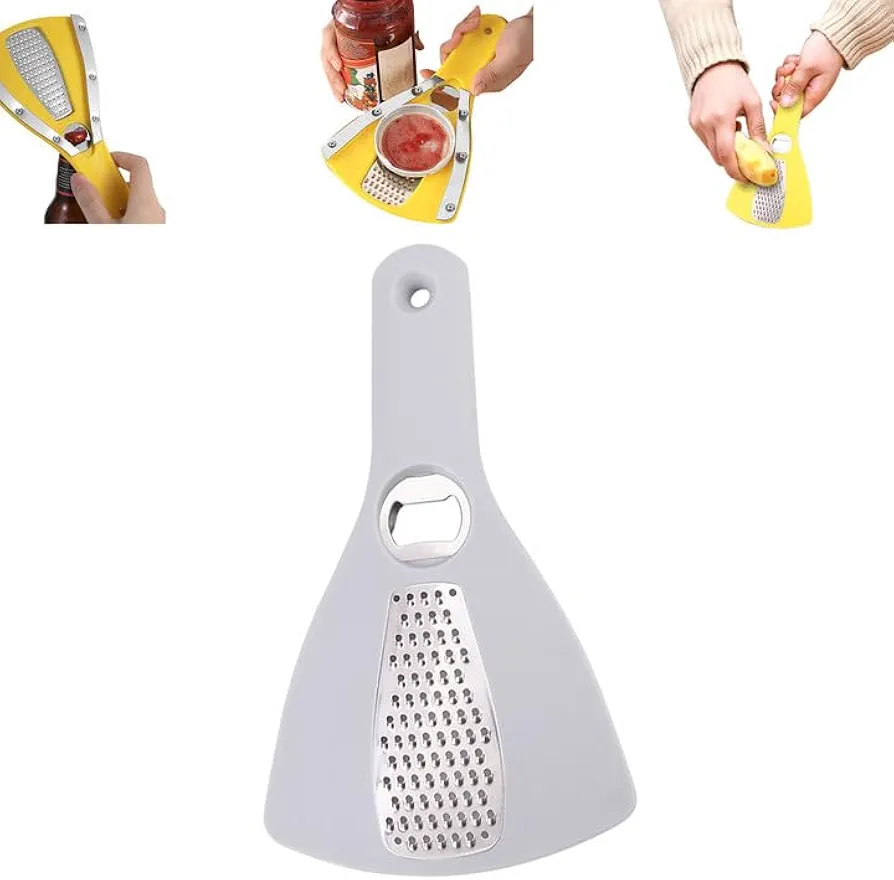 Multi-function 3-in-1 Can Opener, Manual Can Opener with Vegetable Grater, Bottle Opener Effort-Saving Jar Opener for Kitchen, Multi-Functional Kitchen Essentials Gadgets (Grey 1pc)
