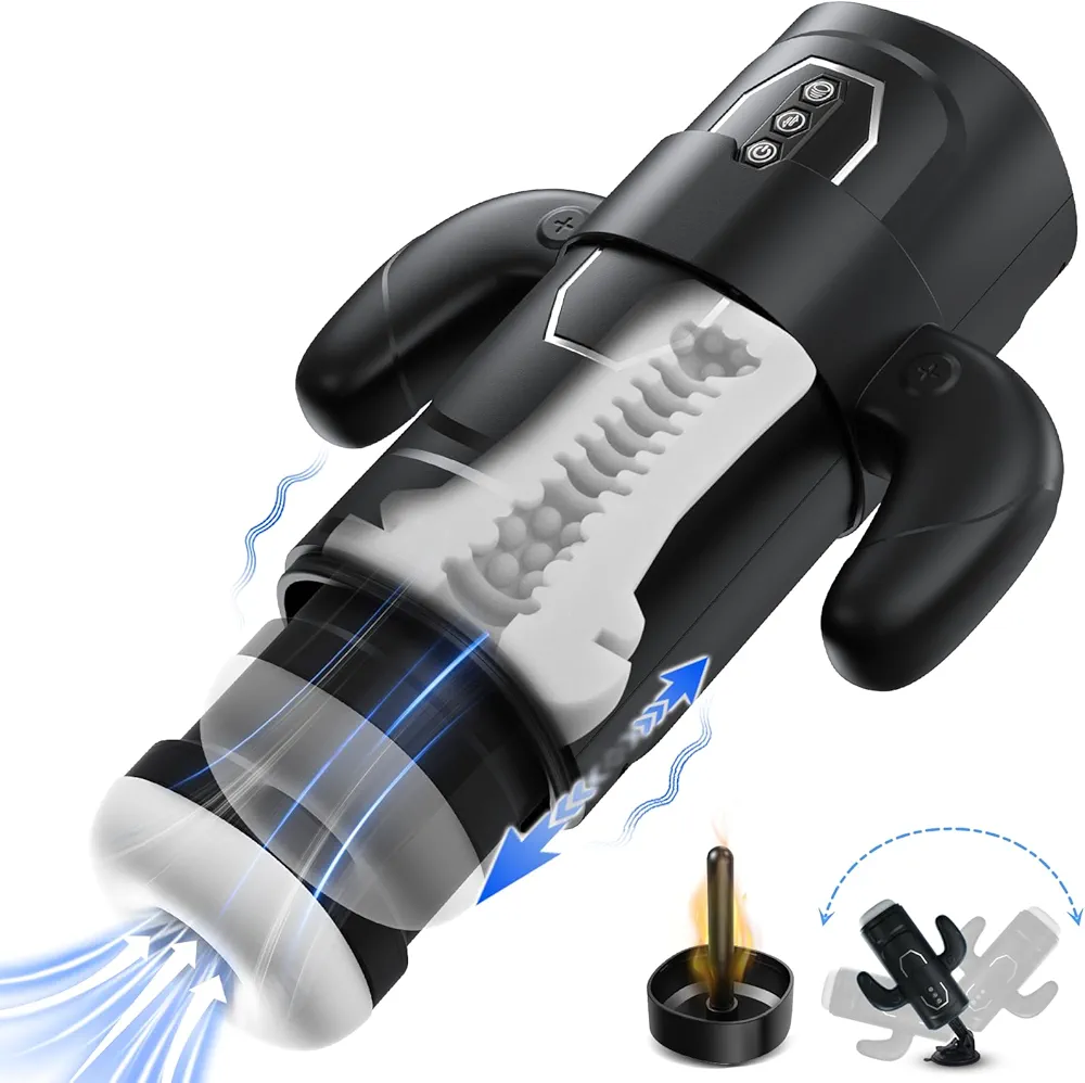 Automatic Sucking Male Masturbator Cup, Sex Toys for Men Masturbation Penis with 3 Sucking & 6 Thrusting & 9 Vibrating, Electric Penis Pump witn Handle, Heating Channel and Suction Cup