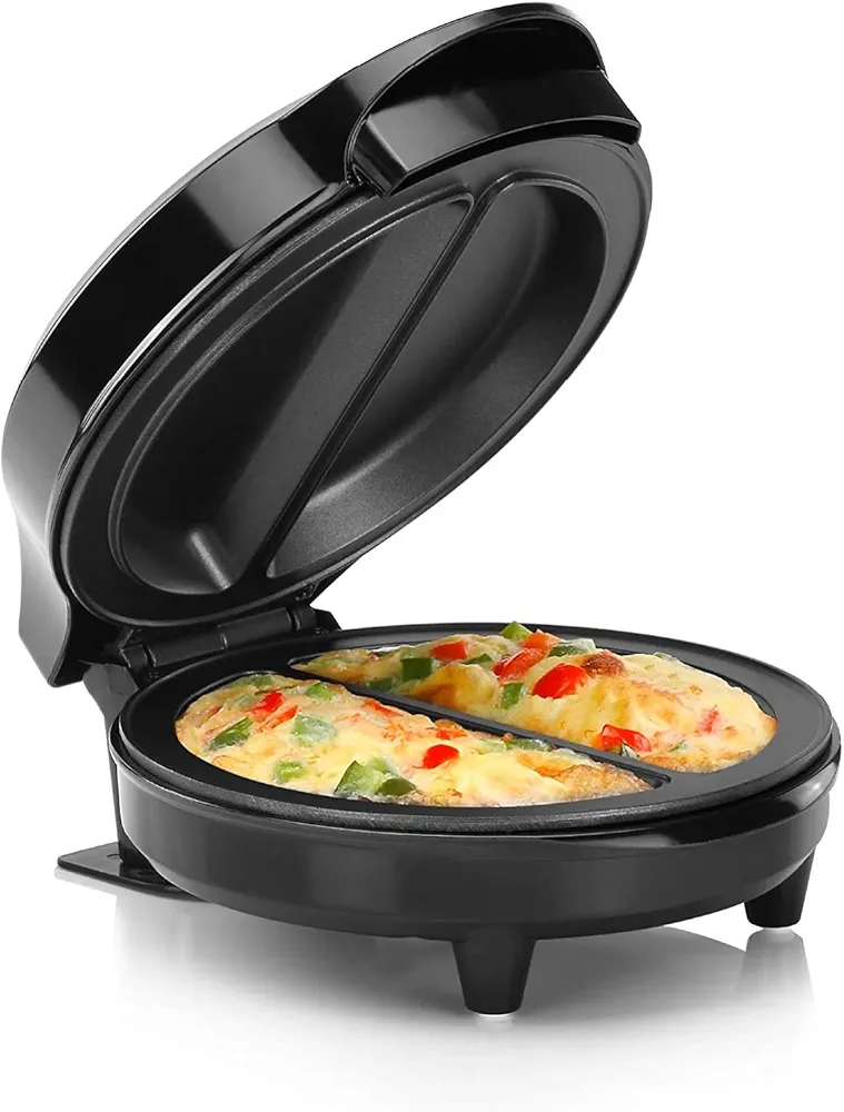 Lumme Omelet maker Non-Stick & Frittata Maker, Pizza Pocket maker - Makes 2 Individual Portions at once Quick & Easy creative omelets ready in minutes Black