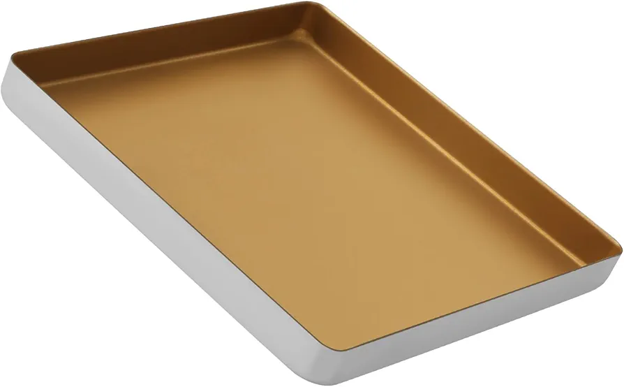 Non-Stick 11" Square Baking Sheet - Golden Aluminum Alloy Oven Pan for Perfect Cookies & More - Warp Resistant & Easy to Clean - 11 x 11 x 1.2 Inch