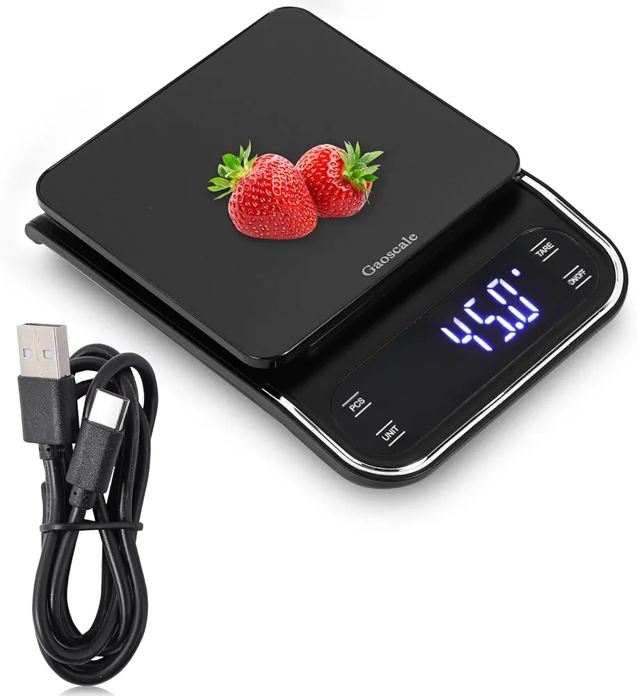 Digital Food Scale for Kitchen,Gaoscale 5kg/0.5g, Food Scale Grams and Ounces for Baking Cooking Food Weight Scale, Kitchen Scale with 4 Unit Counting Function.