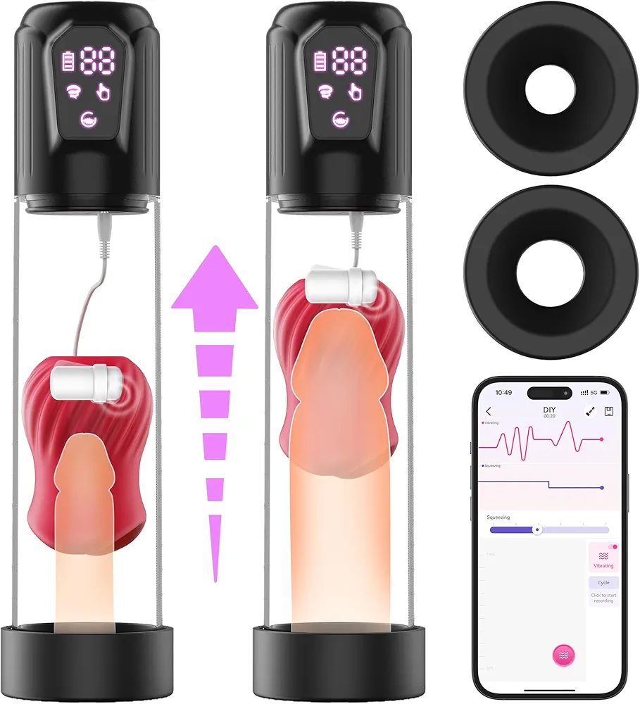 Sex Toys for Men Penis Pump-Automatic Sucking Male Masturbator with Electric Sucking Enlargement- 5 Vibration & Suction Pocket Pussy Male Stroker with Rose Shaped Inner Sleeve, Male Penis Extender