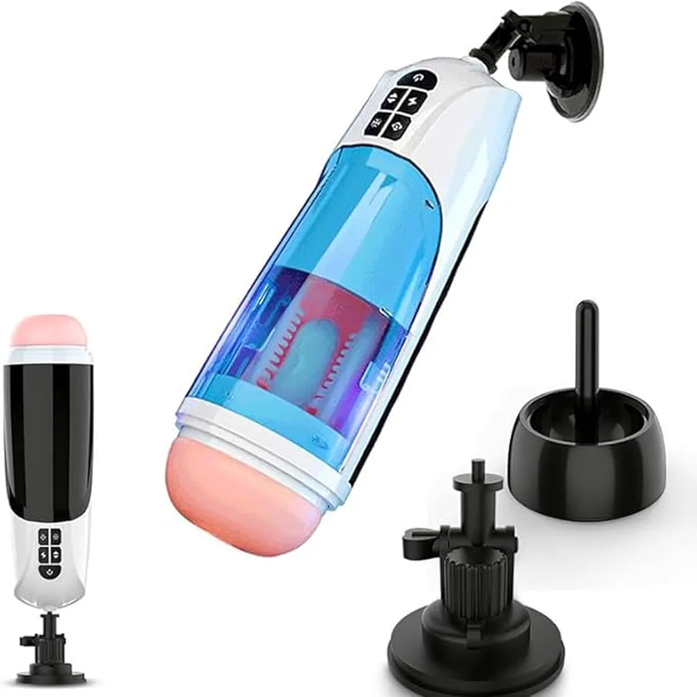Automatic Blowjobsex Machine For Men - Hands Free Masturbator with 7 Thrusting & Sucking & Heated & Suction Cup Wall Mount, Penis Massage Oral Stroker Sex Stimulation Device For Male Self Pleasure Toy