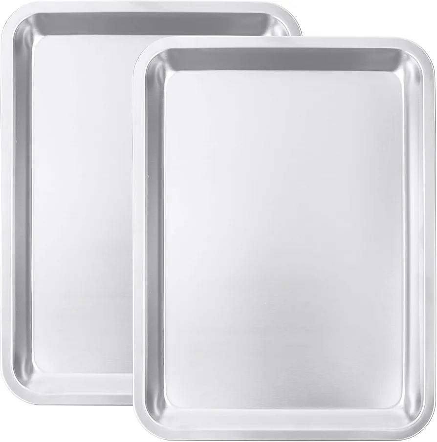 2 Packs Professional Baking Sheet, 15.6x11.6x1 inch, 2024 Smart Design Food Grade Stainless Steel Cookie Sheets for Baking, Nonstick and Easy Clean Baking Pans Set, Roasting Pan and Tray