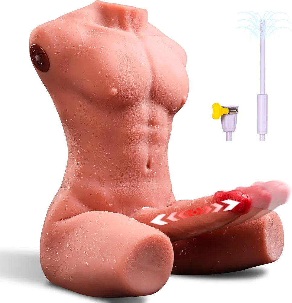 21LB Male Sex Doll for Women with Strong Thrusting Dildo, Realistic Muscle Torso Sex Dolls with 3D Tight Anal Channel & Built-in Skeleton Female Masturbator Soft Big Butt Sex Toy for Men Gay Couple