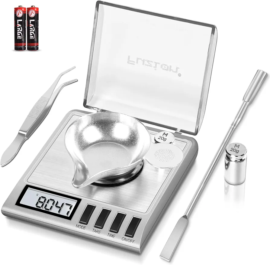Fuzion Milligram Scale, 50g/0.001g Digital Milligram Scale with Calibration Weights, Jewelry and Gem Scale, Mg Scale for Powder Medicine, Reloading, Includes Scoop, Powder Pan and Tweezers