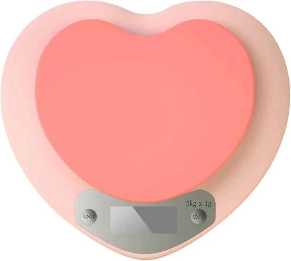 Cute Kitchen Scale, Digital Food Scale with LCD Display, 11 ib (5kg) Capacity, 0.03 oz (1g) Precise Weight Measuring for Baking Cooking (Pink)