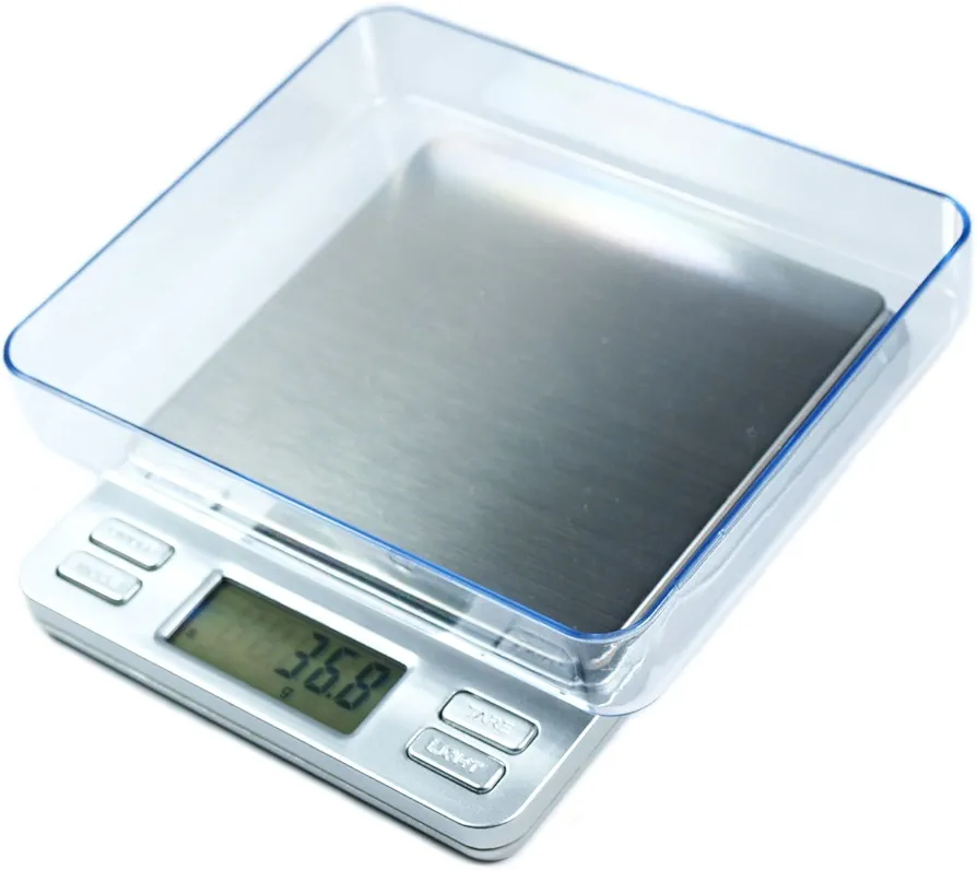 Horizon TPS-2000 Digital Precision Jewelry Scale with Trays, 2000g by 0.1g Portable Scale for Shipping Kitchen and Jewelry