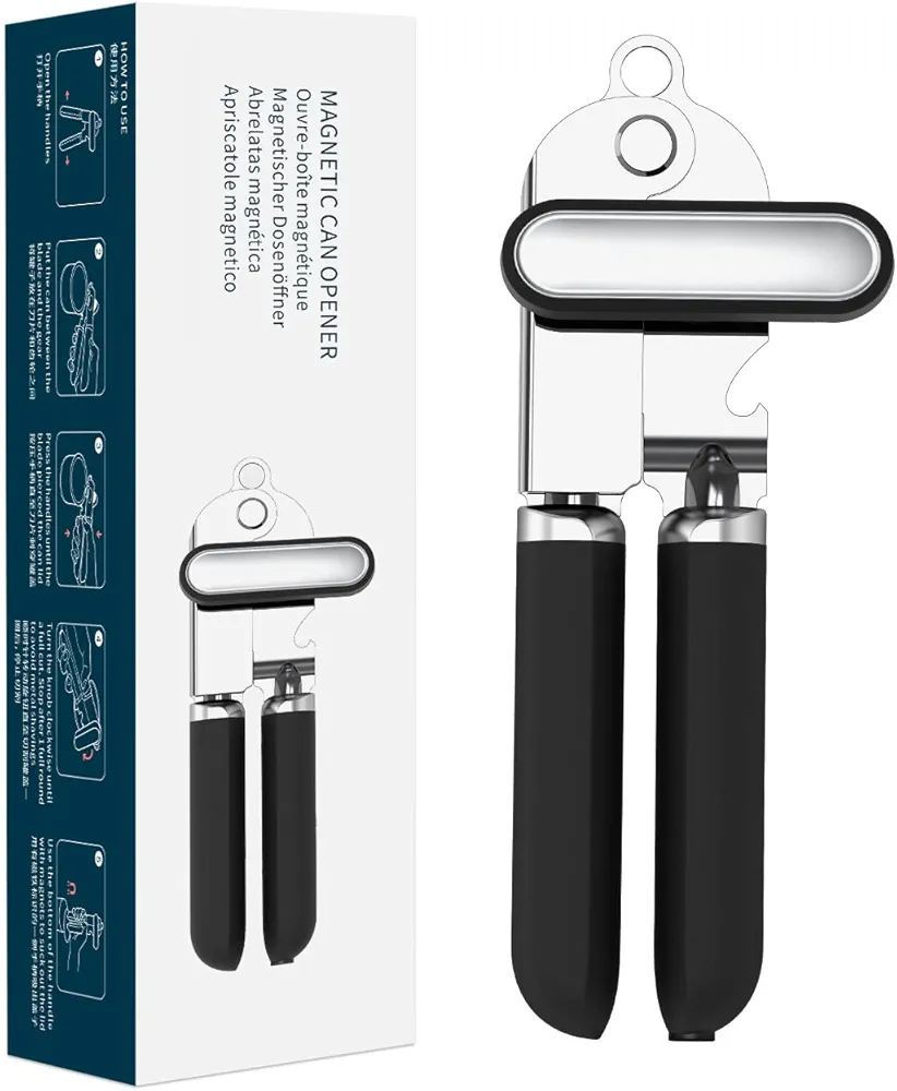 KITCHENDAO Can Opener Manual, 2nd Generation Blade, Handheld Can Opener with Magnet, Super Sharp Cutting Wheel for Smooth Edge Cut, Soft Grip,Oversized Knob for Seniors & Arthritis, Easy to Use