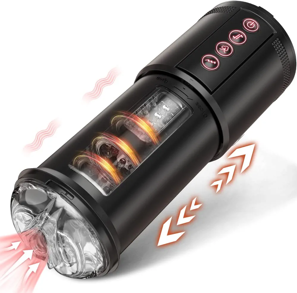 3 in 1 Automatic Male Masturbator Cup with Sucking & Vibrating & Thrusting Modes, Realistic Vagina Pocket Pussy Stroker with 3D Textured for Penis Stimulation, Adult Oral Sex Toys for Men Masturbation