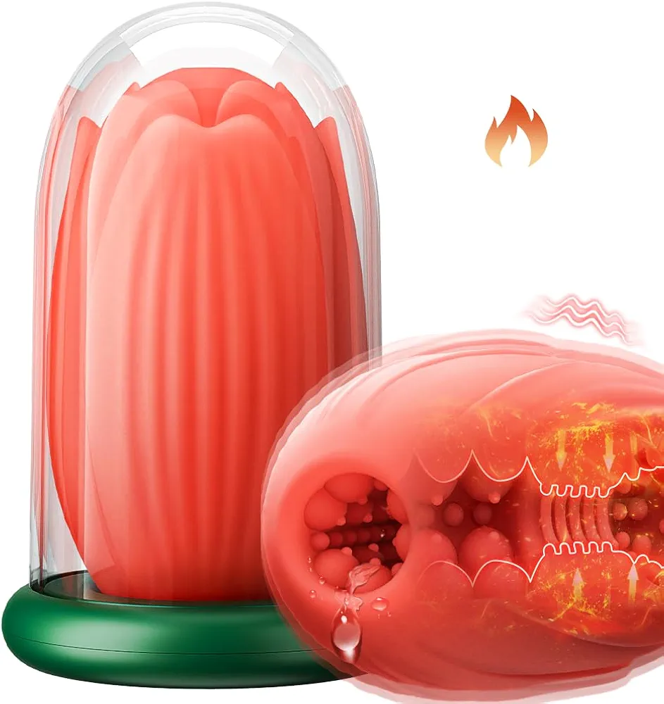 4 in 1 Male Masturbators Sex Toys for Men-Male Vibrator with Heating Rod & Realistic Fleshy Touch & 6 Vibration Modes Male Strokers Penis Masturbator Vibrating Pocket Pussy for Men