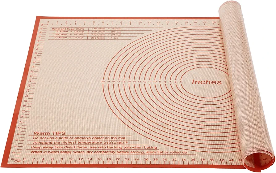 Silicone Pastry Mat 34x26 Inch Nonstick Baking Mat Perfect for Dough Mat, Pastry Board, Dough Rolling Mat, Kneading Mat, Pie Crust Mat, Fondant Mat, Pasta/Pizza Mat, Counter Mat