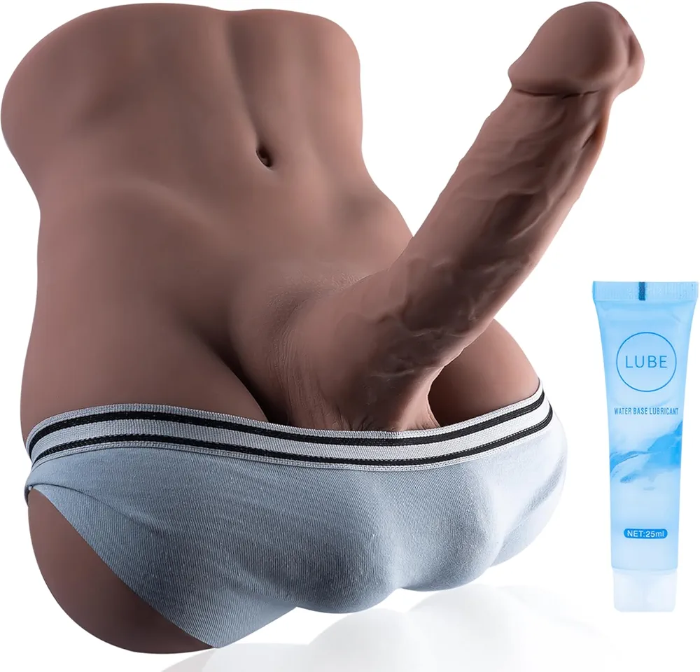 8.5lb Male Sex Doll with Flexible Dildo Realistic Huge Cock, Male Sex Doll Torso Tight Anal Hole 7.0in Cock for Female Masturbation, Unisex Masturbator Toy for Gay Couple Wheat
