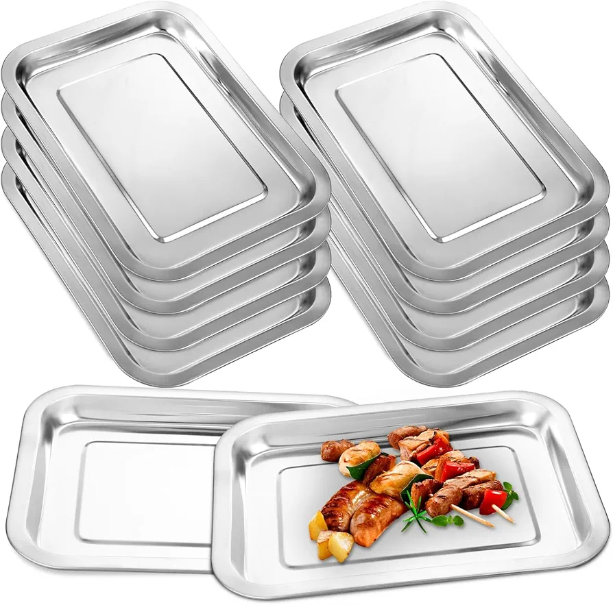 10 Pcs Baking Pans Non-Stick Cooking Trays Cookie Sheet Pans Kitchen Restaurant School