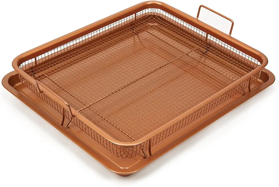 Copper Chef, 2-Piece Non-Stick Bakeware Set for Oven with Crisper Pan and Cookie Sheet, 13 x 9-Inch, N5O4RBL, Copper