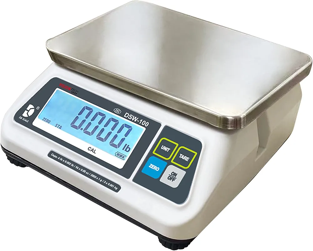 DSW-100 Portion Scale with Single LCD Display, Stainless Steel Platter, 30lb Capacity, 0.01lb Readability, Lb/Oz/Kg/g Switchable, Low Profile Design, NTEP Legal for Trade COC #22-007