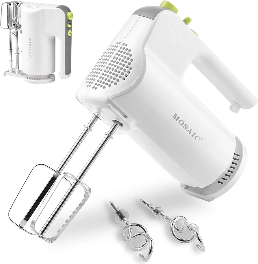 MOSAIC Electric Hand Mixer with 5 Speeds and Turbo Function for Easy Whipping, Mixing Cookies, Brownies, Grey