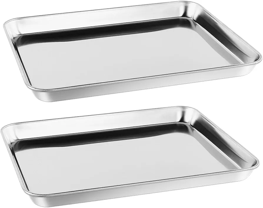 Oven Baking Tray Baking Sheet Steaming Pan Nonstick Metal Pans Cookie Sheet Pan Oven Pan for Commercial Restaurant Baking, 22.8cmx14.8cmx1.2cm