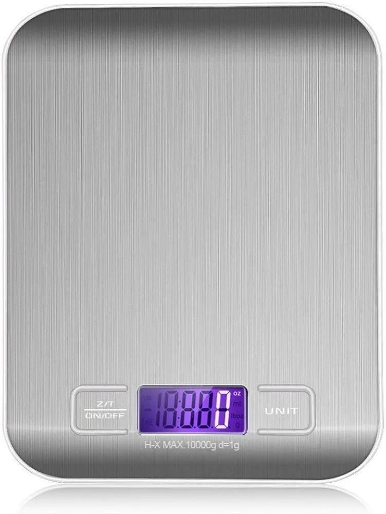 TOPCHANCES Stainless Steel Digital Kitchen Scale Electronic Precision Postal Food Diet Scale Balance Weighting Scale with Touch LCD Display for Cooking Baking Measur (10kg/1g)