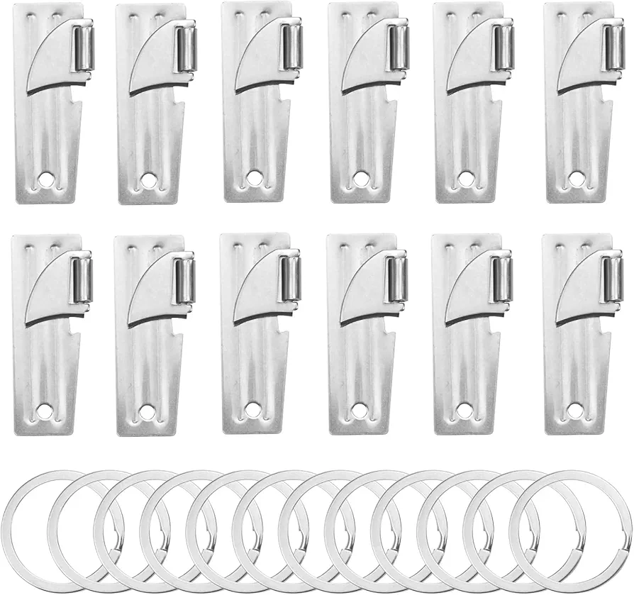 12 Pieces Military Can Opener, P38 Can Opener Military&p51 Can Opener with Key Rings, Camping Can Opener Stainless Steel Army Survival Can Opener Portable Can Opener for Traveling