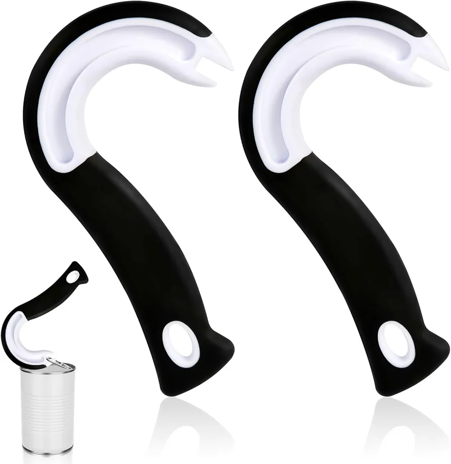 2pcs Easy Open Pull Tab Can Opener, Ring Pull Can Opener J Shaped Pop Top Can Opener Tab Puller for Cans Tabs Open Tools Helper for Soda Beer Tins Bottles Not Hurting Nails
