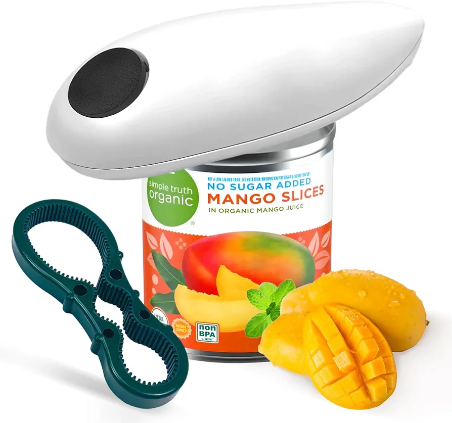 Auto Electric Can Opener Jar Opener with Magnetic, One Touch Battery Operated Can Opener Fits Most Cans Hands Free for Kitchen Seniors and Arthritic (Battery Not Included)