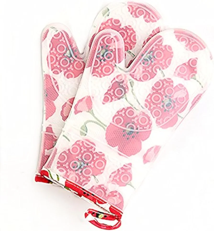 xt Oven Mitts Set of 2 Pcs with Transparent Clear Silicone Shell and Cotton Lining, Heat Resistant to 500 F Kitchen Oven Gloves Pot Holder for Cooking, Barbecue Cooking Baking, BBQ