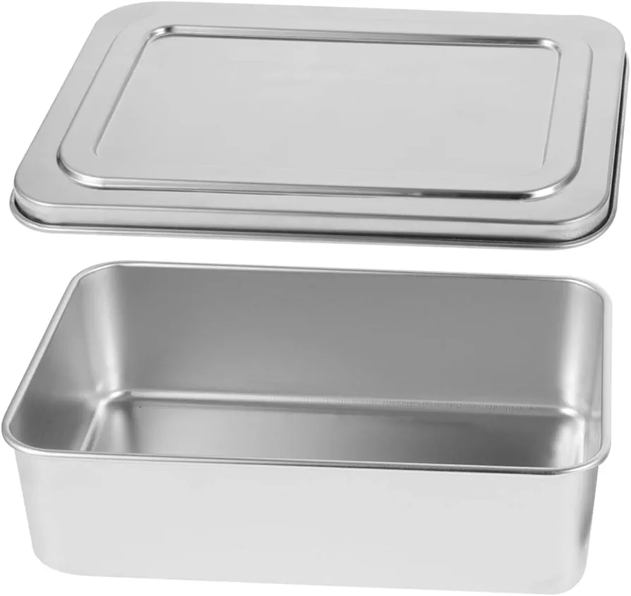 Box Covered Baking Tray Stainless Steel Bakeware Baking Pan with Lid Bread Baking Pan Cake Pan with Lid Bread Oven Stainless Steel Baking Pan Bread Baking Tray Oven Tray Plate Flat