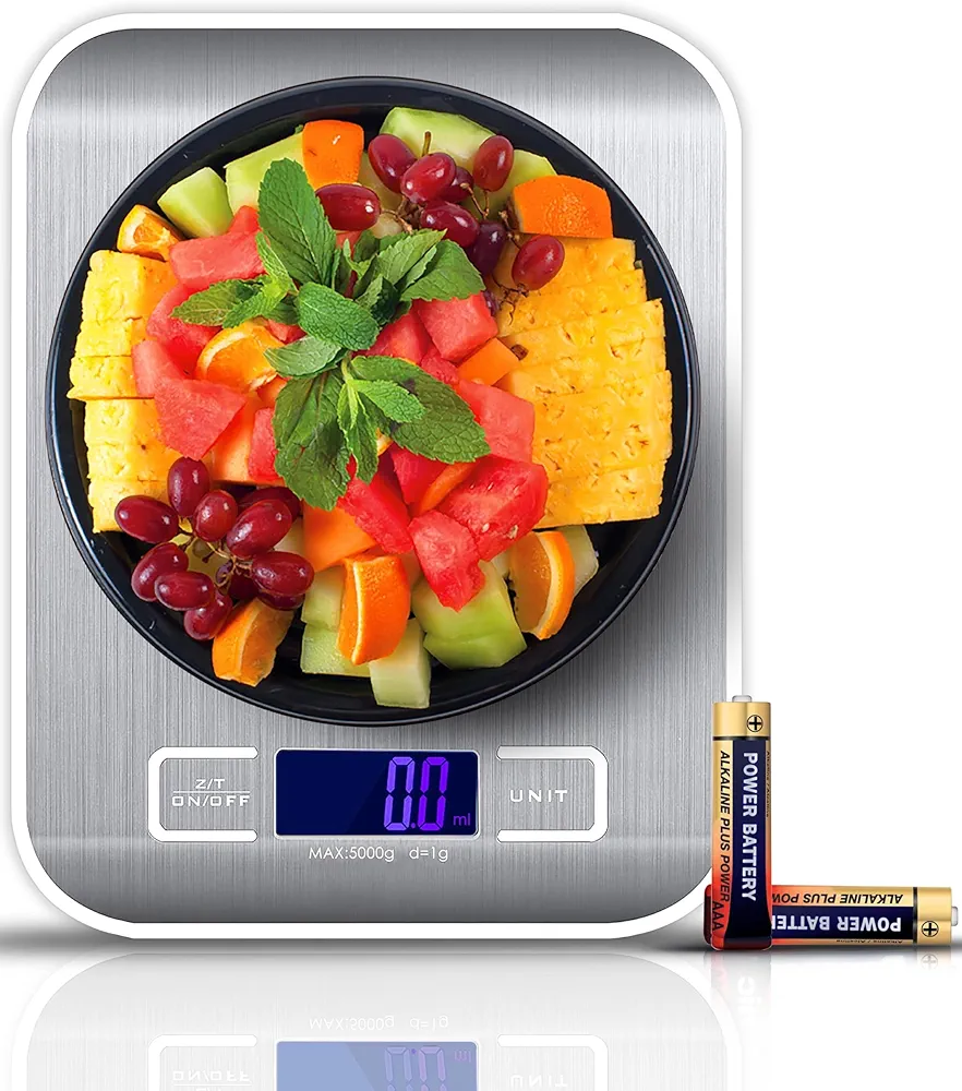 RKINC Digital Kitchen Scales, Premium Stainless Steel Food Scales, Professional Food Weighing Scales with LCD Display, Incredible Precision up to 1 g