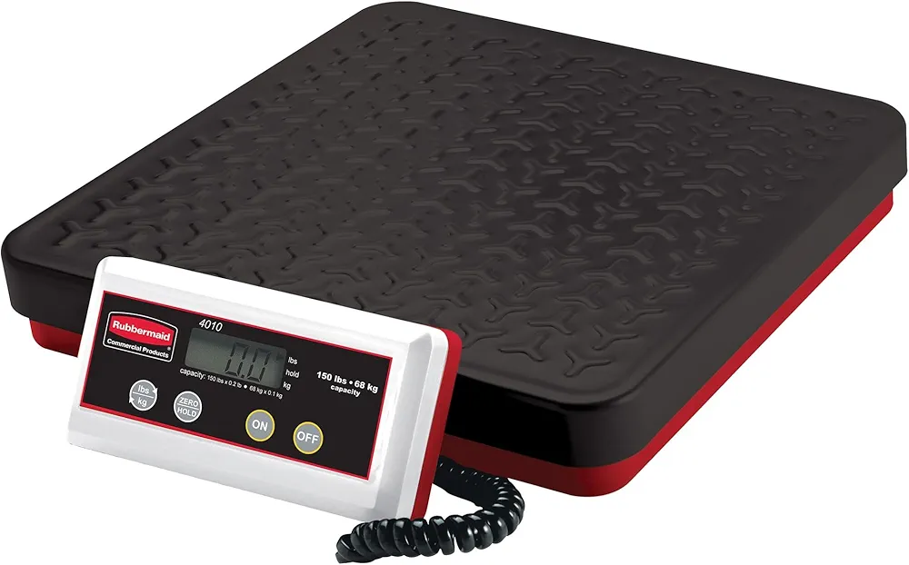Rubbermaid Commercial Products Digital Receiving Scale, 150-Pound Capacity, Heavy-Duty Non-Skid Shipping and Postal Scale, Food Scale for Kitchen/Restaurant