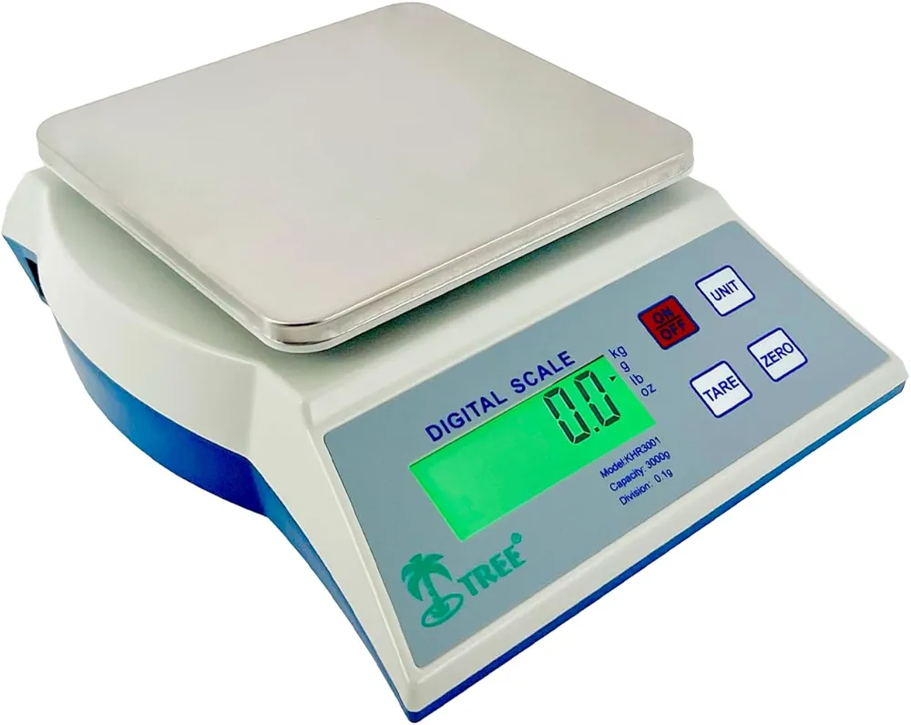 Tree KHR 3001 High-Resolution Kitchen Scale, 3000g x 0.1g Precision Food Scale with Tare & Hold Functions, Sleek Stainless-Steel Design, LCD Display, Multi-Unit Conversion (g/oz/lbs), Auto-Off feature