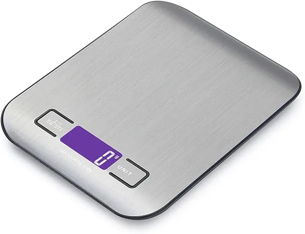 Food Kitchen Scale, Digital Grams and Ounces for Weight Loss, Baking, Cooking, Keto and Meal Prep, LCD Display, Medium, 304 Stainless Steel